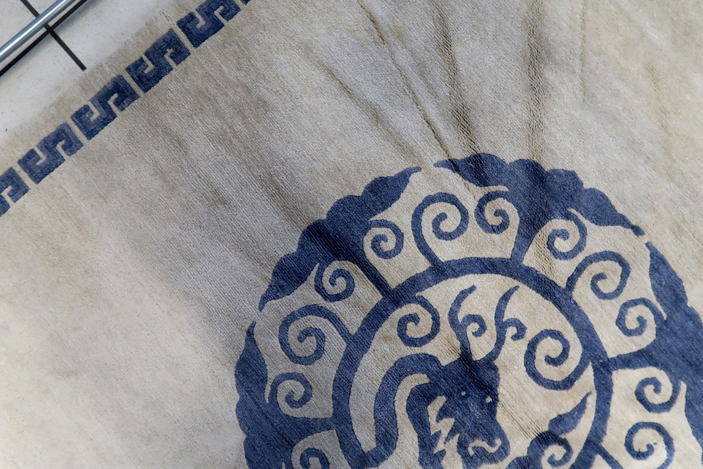 Original good condition of the handmade vintage Tibetan Khaden rug