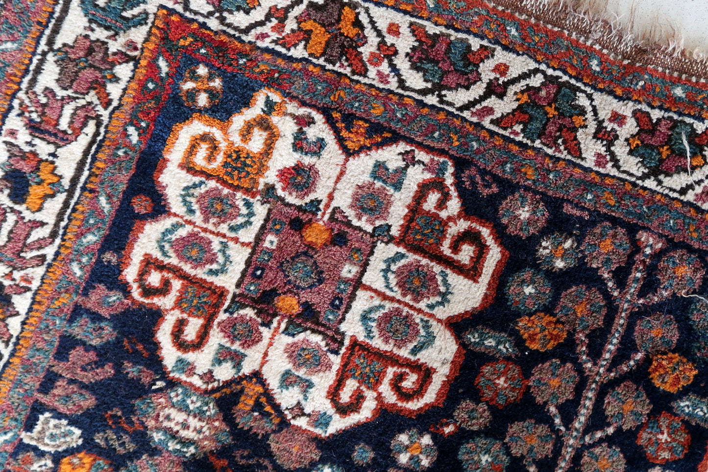 Close-Up of Vintage Hamadan Rug Pattern