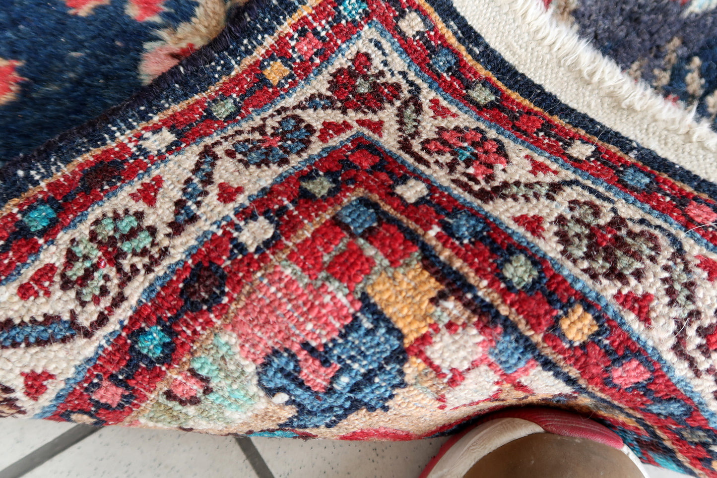 Back Side of Vintage Persian Malayer Rug