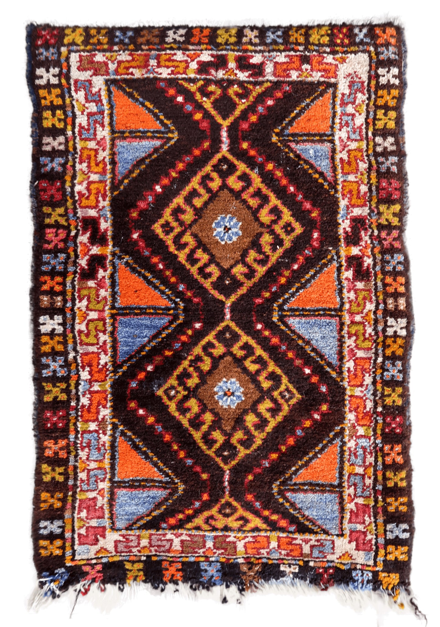 Handmade Vintage Turkish Yastik Rug - Front View