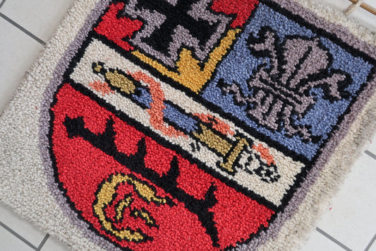 Close-up of Red and White Patterns on Savonnerie Rug