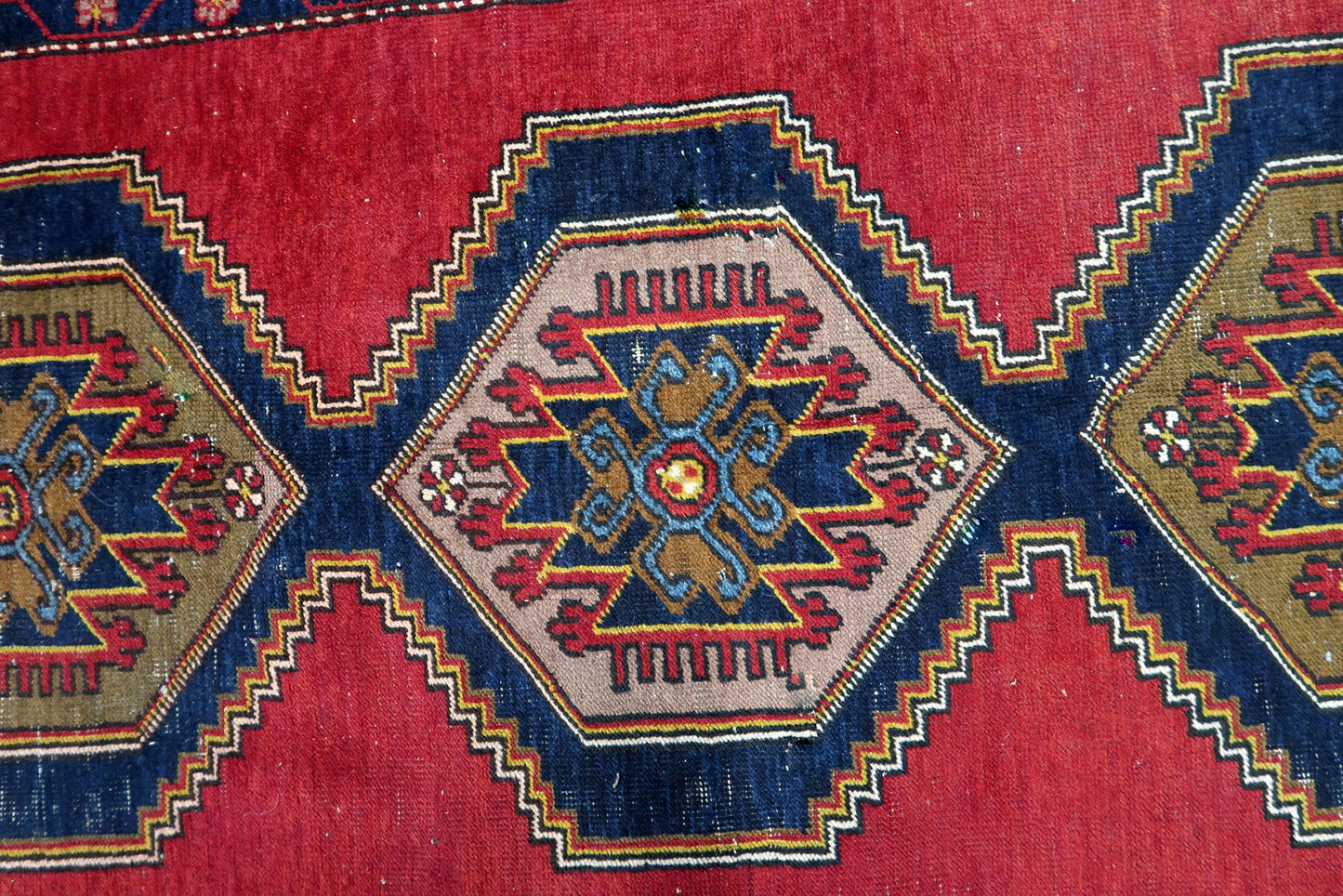 Close-up of the wool fibers, highlighting the rug's durability and texture