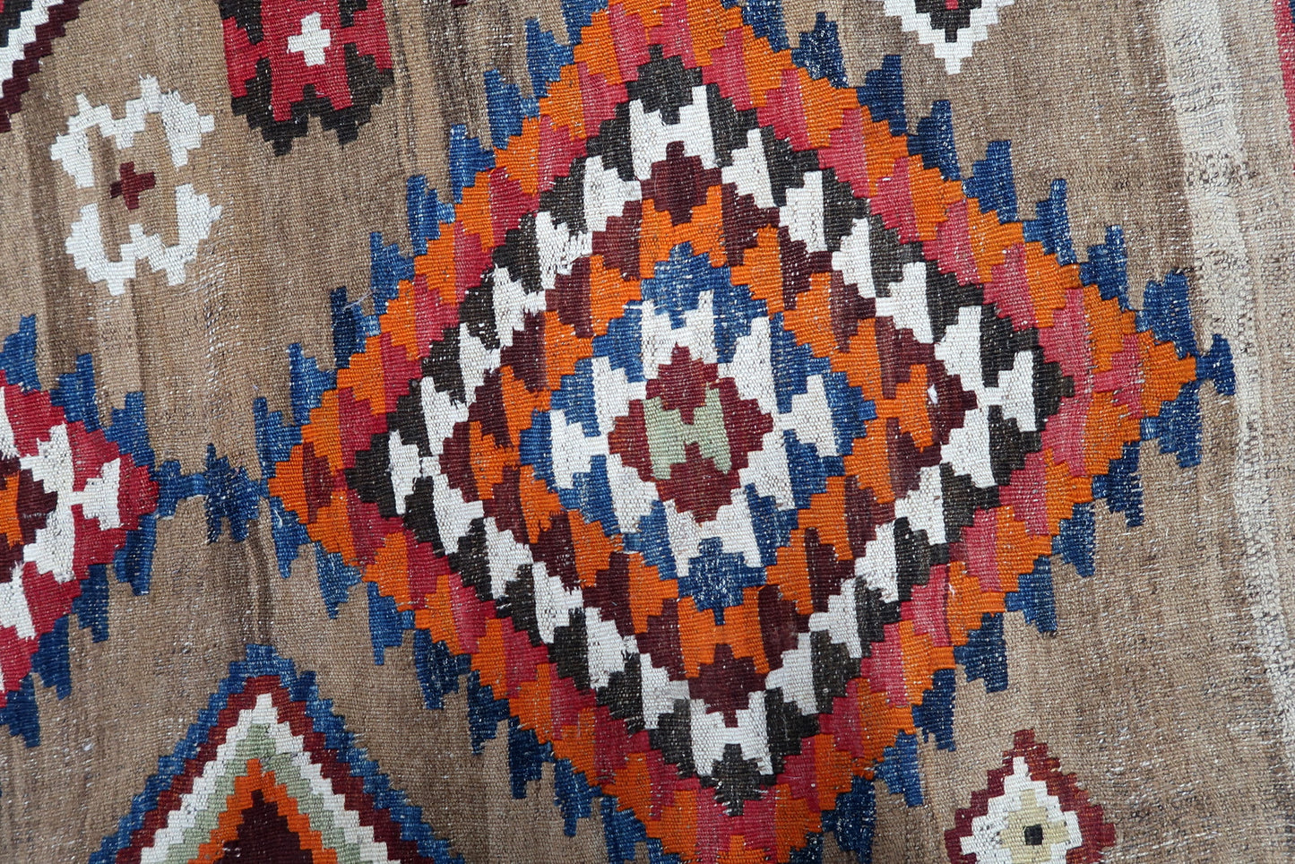Natural vegetable dyed wool kilim from Iran