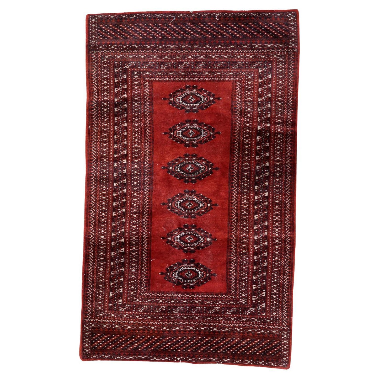 Vintage Uzbek Bukhara rug with elephant’s foot motifs