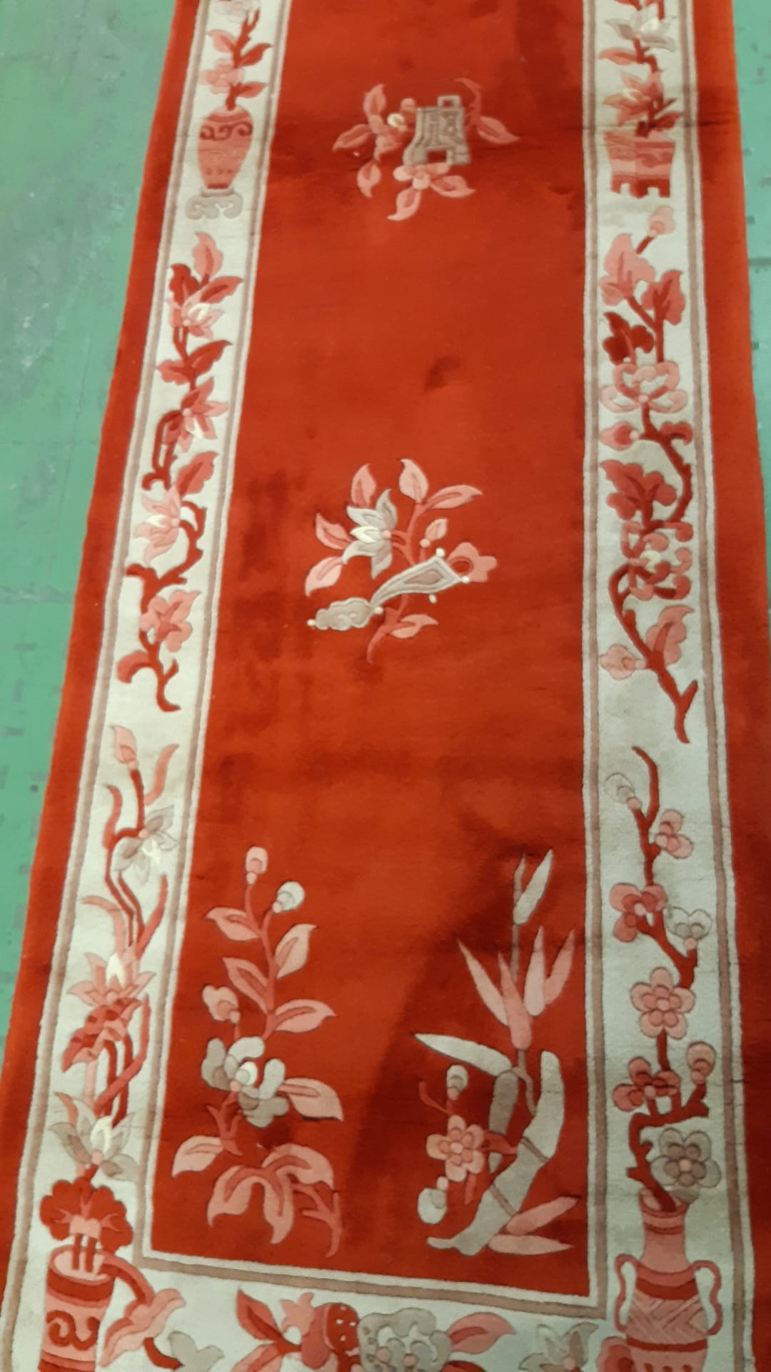 Hand-knotted Art Deco Chinese wool rug 390x71 cm