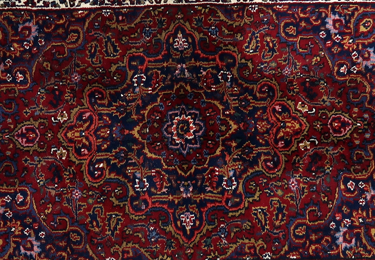 Richly colored Persian wool rug, perfect for living room décor