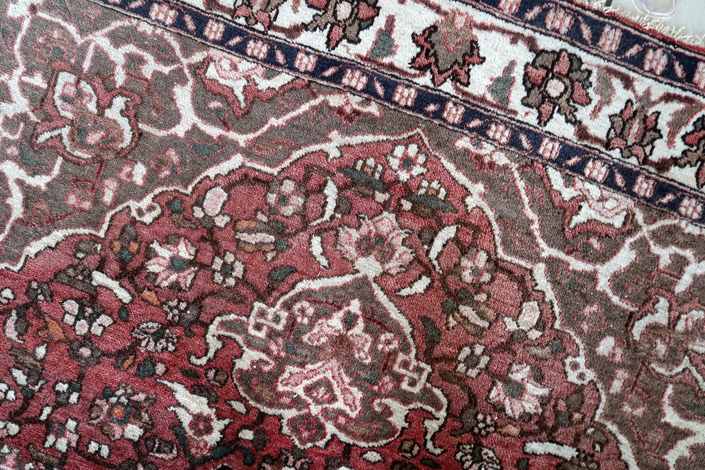 Vintage Persian rug red brown beige
