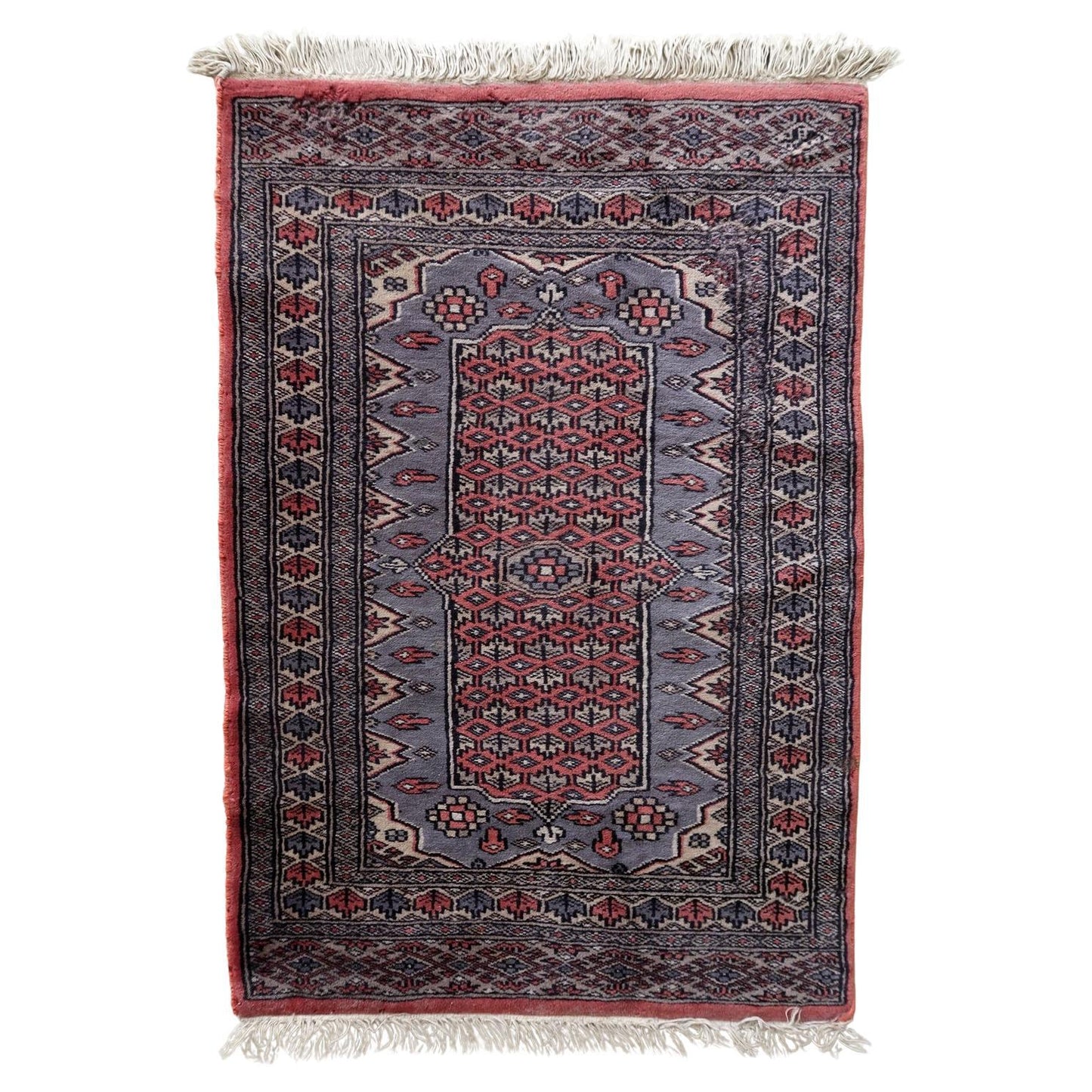 Handmade vintage Uzbek Bukhara rug