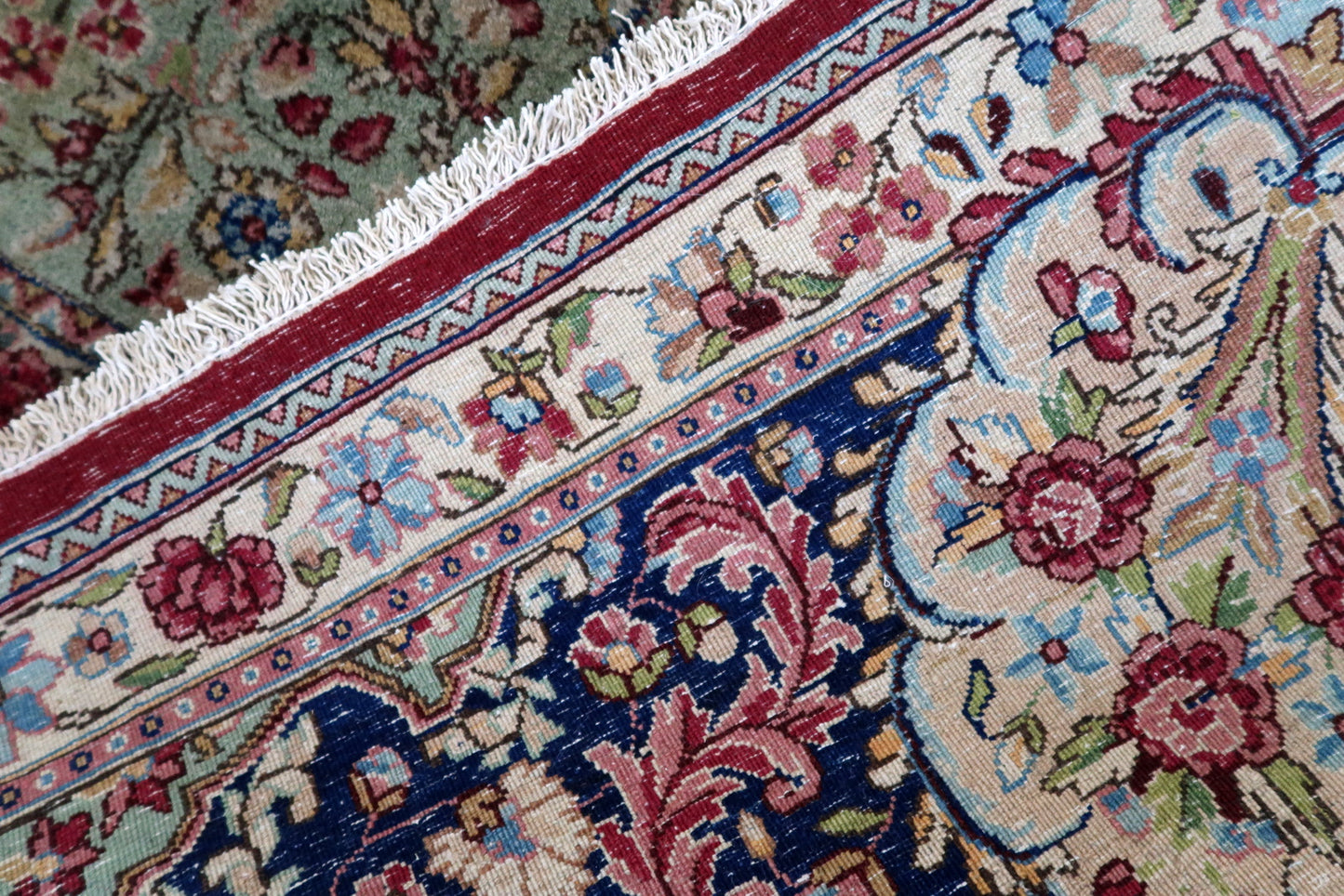 Antique Persian wool rug, refined design with balanced symmetrical layout