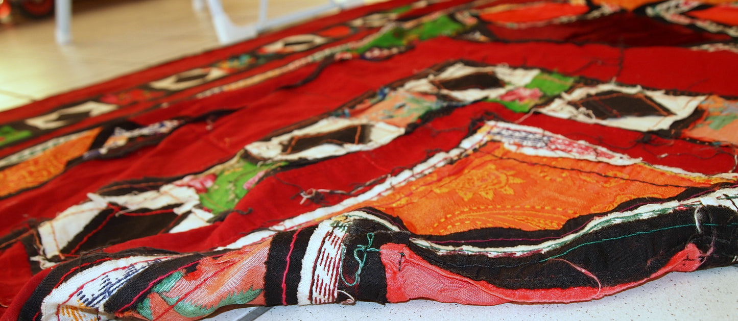 Traditional Uzbek needlework techniques visible