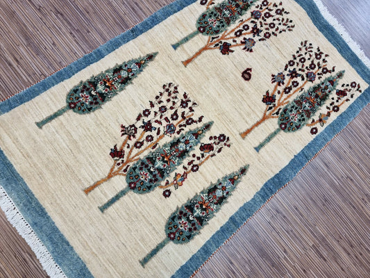 Brand-new Persian Gabbeh rug with beige tones