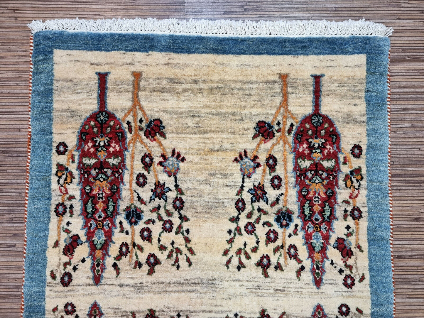 Label attached to the Persian Gabbeh rug