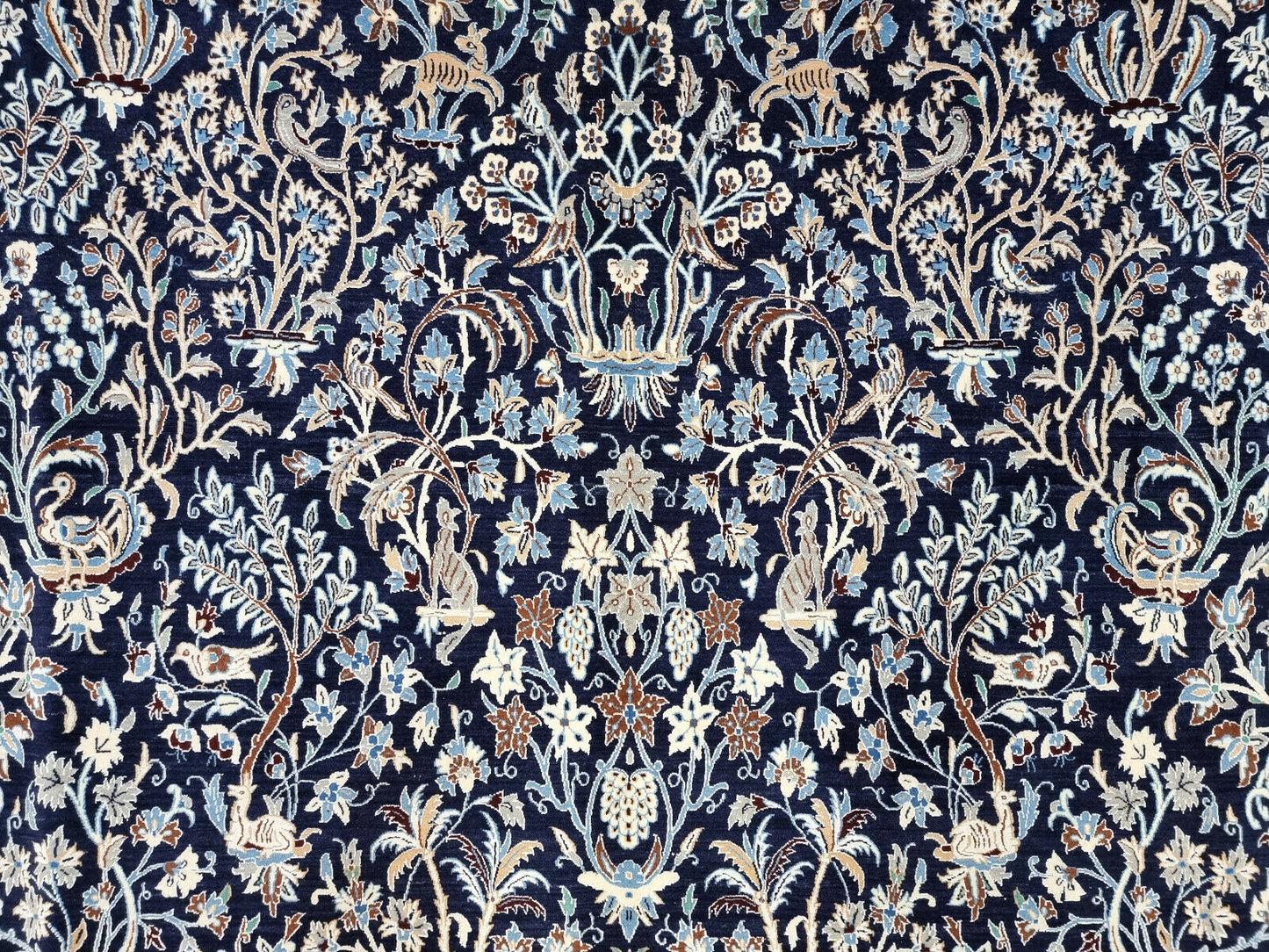 Kork wool and silk Persian Nain carpet