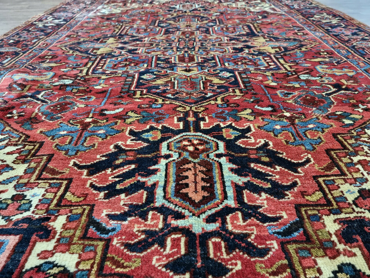 Persian Heriz carpet 1920s close-up