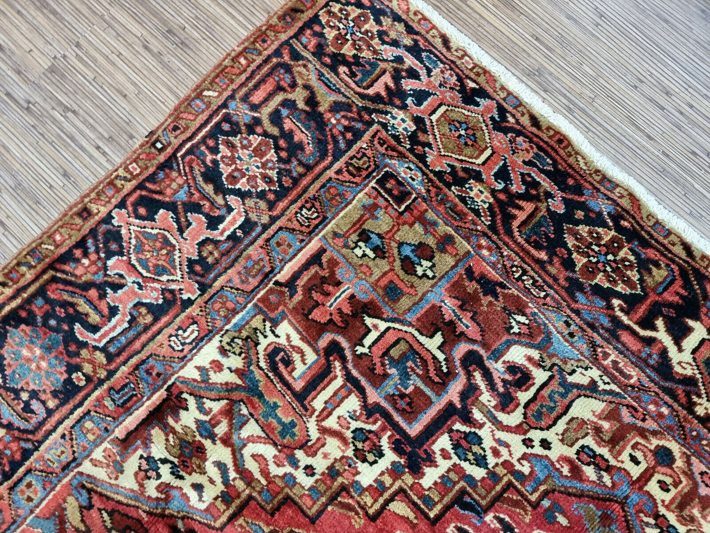 Heriz Persian carpet fringed edges