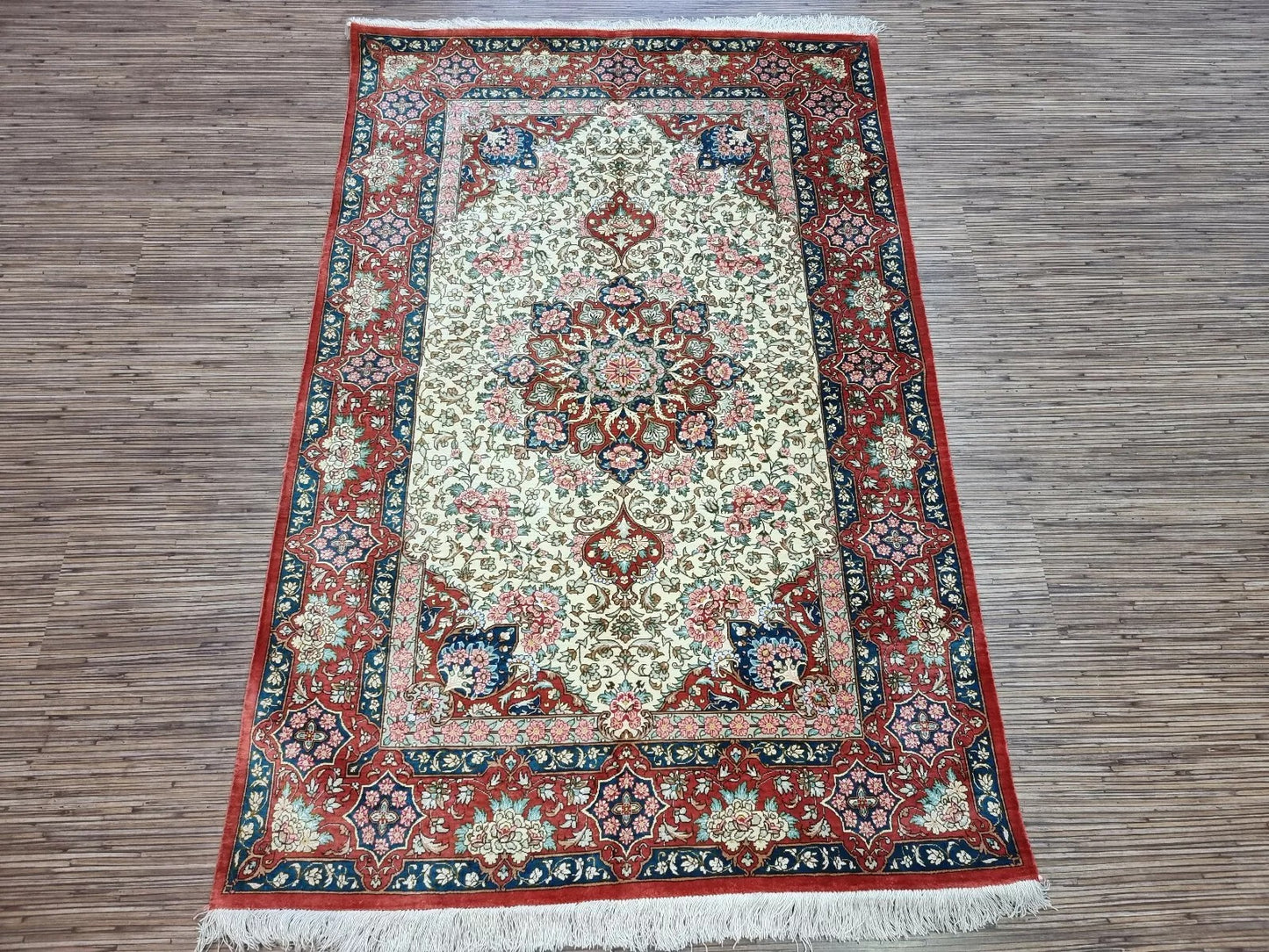 Middle Eastern Qom silk rug, ideal for collectors and refined interiors.