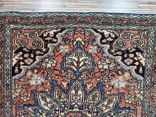 Close-up of fine hand-knotted details on an 1880s Persian Farahan rug