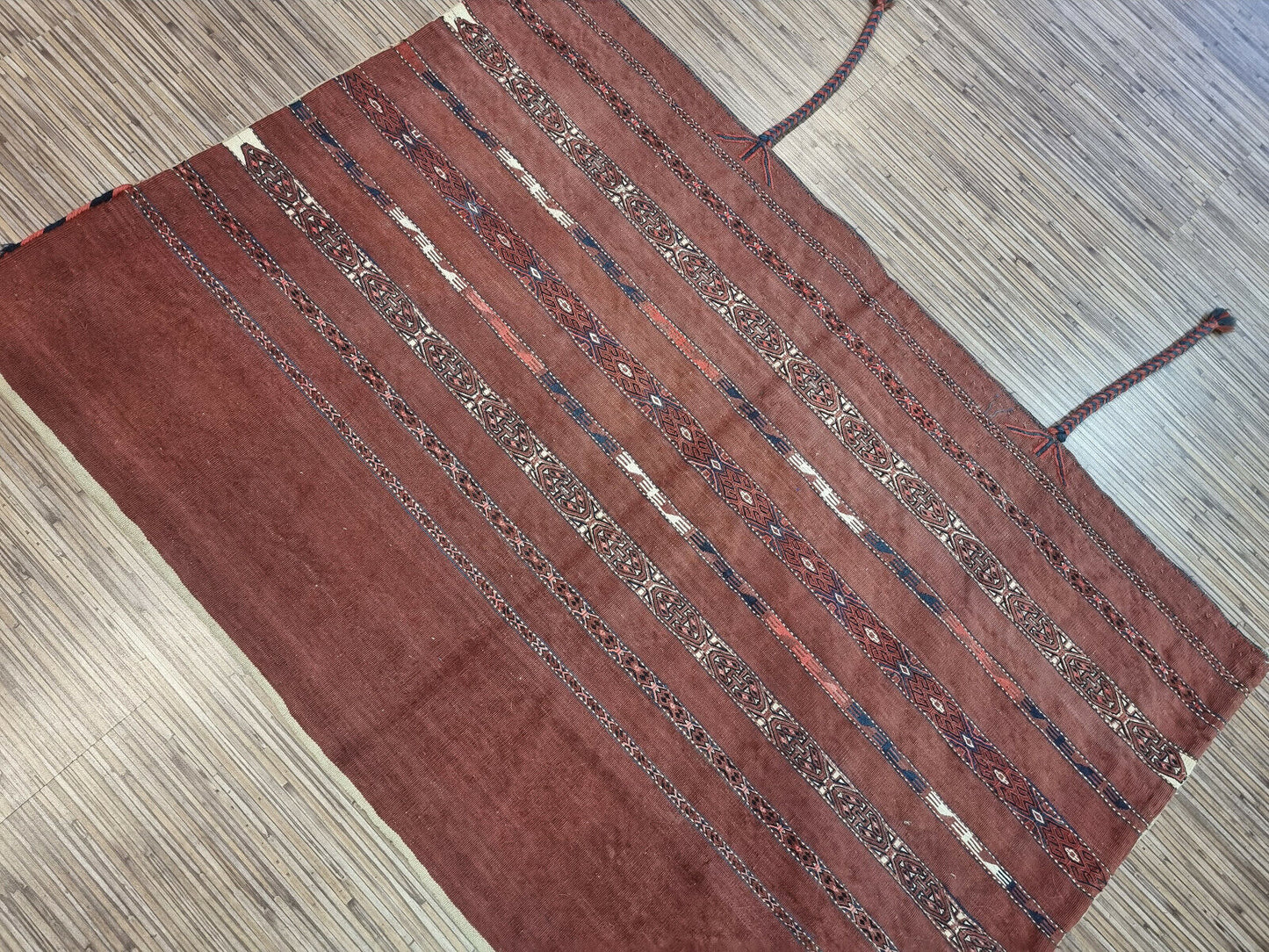 Authentic 19th-century Turkmen tribal salt bag with detailed patterns