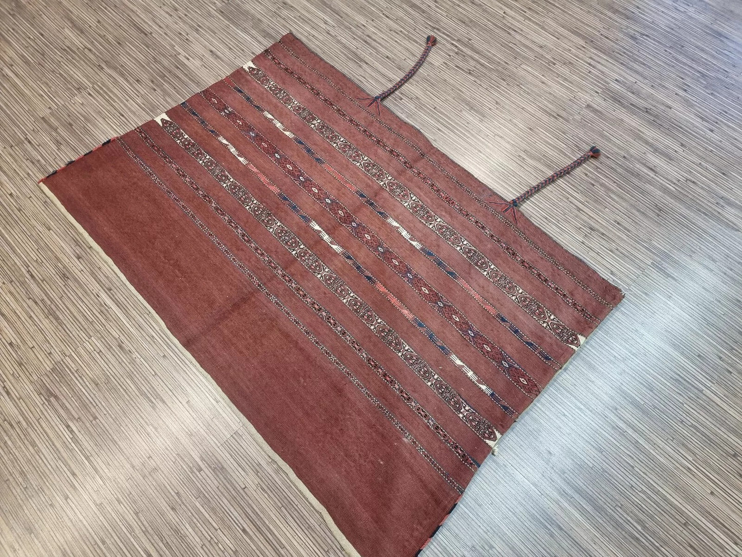 Traditional Turkmen handwoven salt bag with historical significance