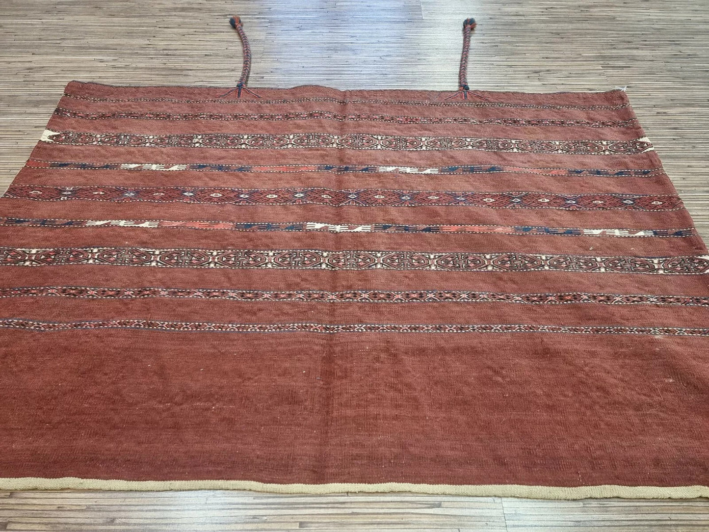 Antique nomadic wool salt bag showcasing fine craftsmanship