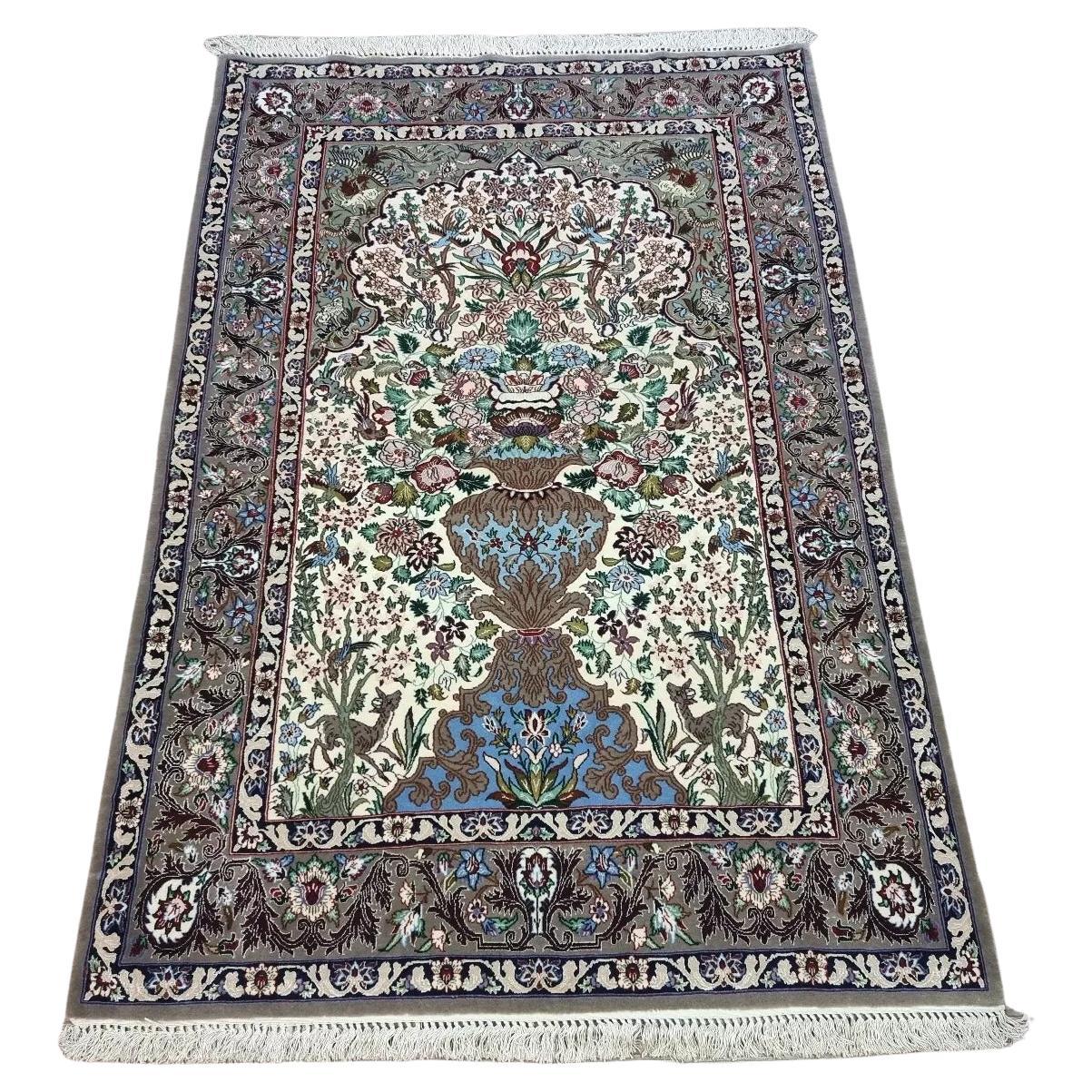 Hand-knotted vintage Persian Isfahan rug from the 1950s