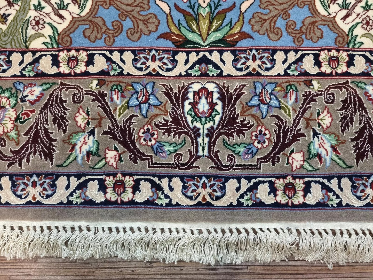 Luxurious Persian Isfahan rug with a silk foundation and vibrant colors