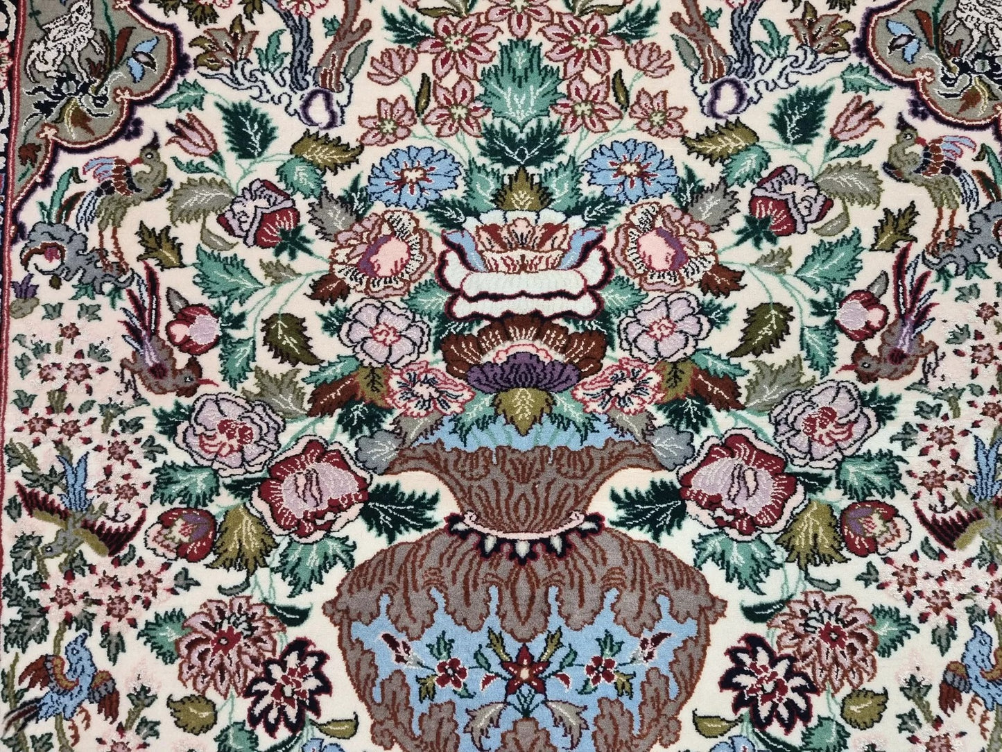Antique Persian Isfahan rug in pristine condition with intricate designs