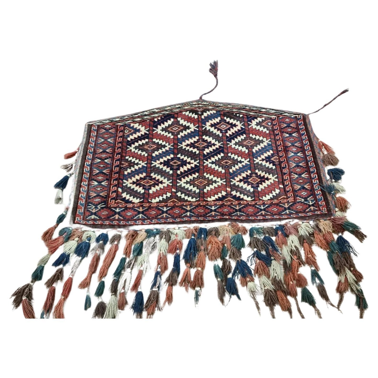 Full view of Handmade Antique Turkmen Asmalik Rug (1880s)