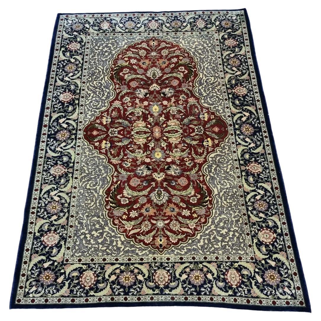 Handmade vintage Turkish Hereke silk rug