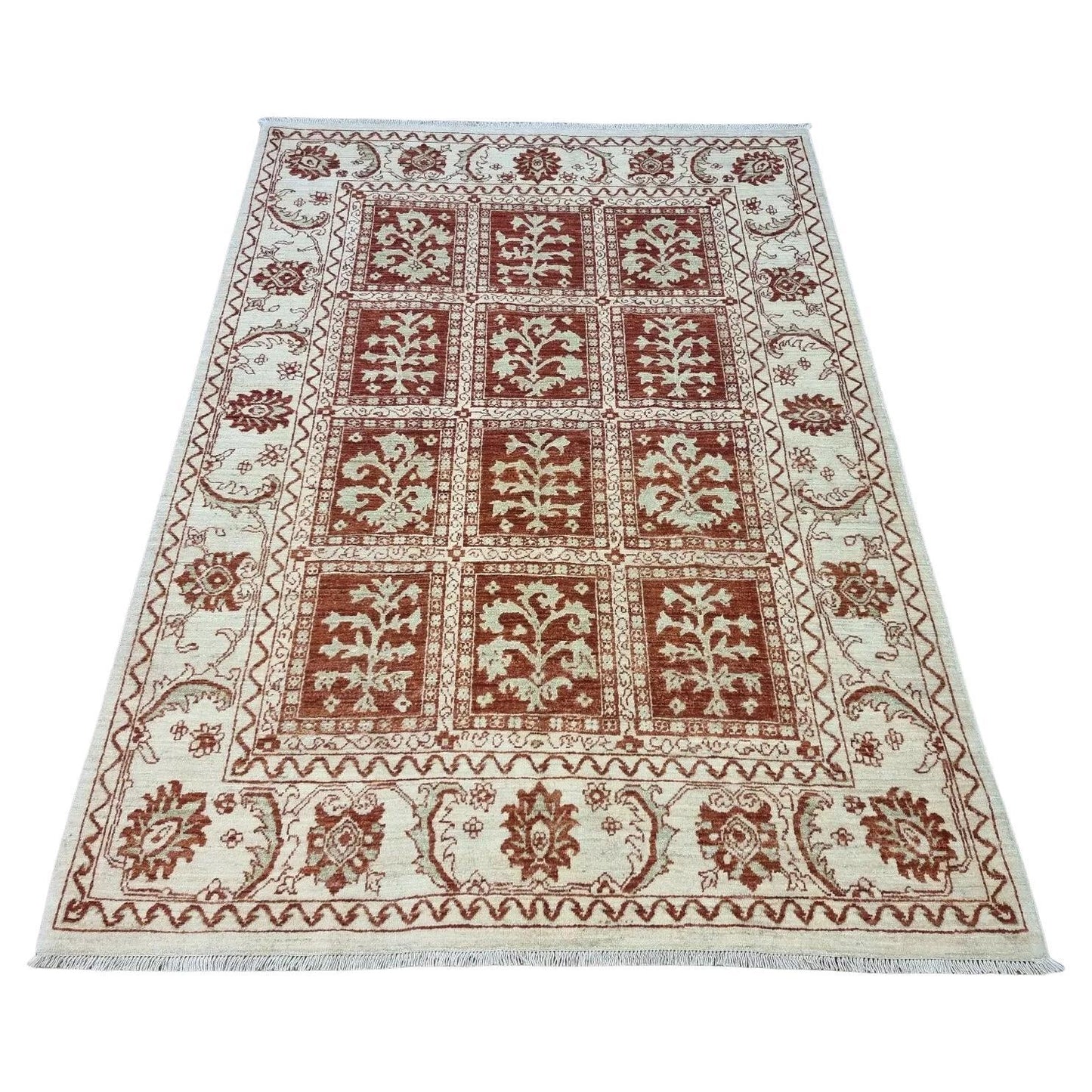 Handmade vintage Afghan Ziegler rug