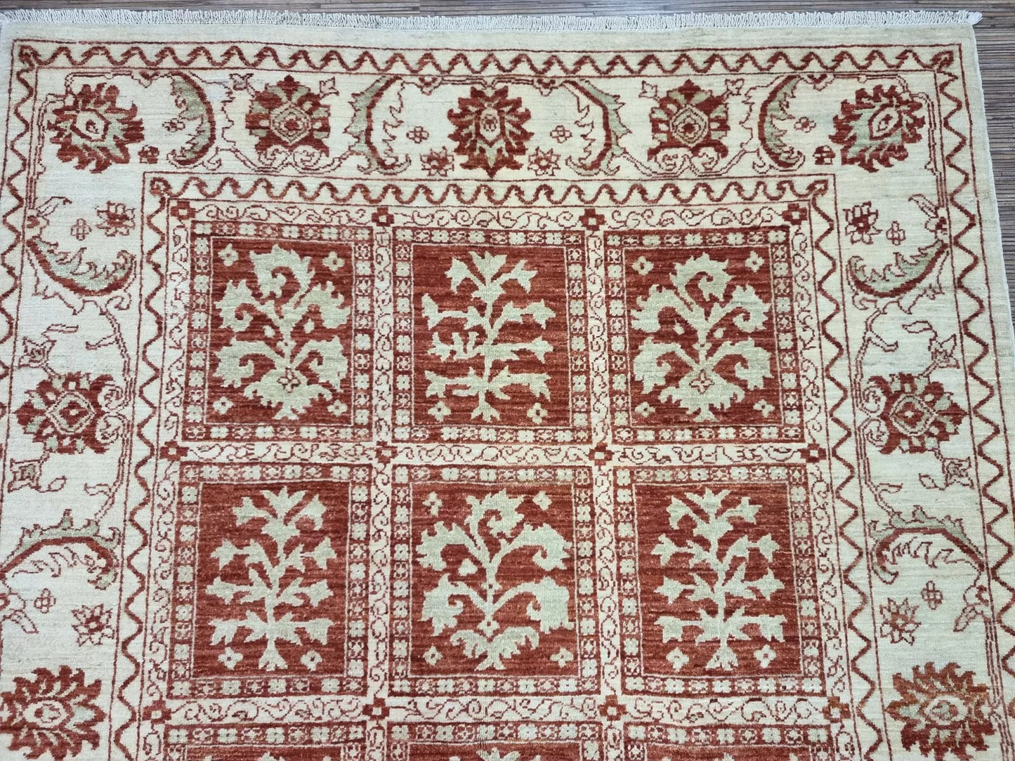 Vintage Ziegler rug with geometric patterns