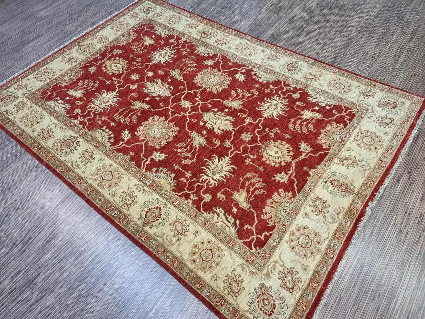 1980s Afghan Ziegler Rug with Warm Terracotta Palette