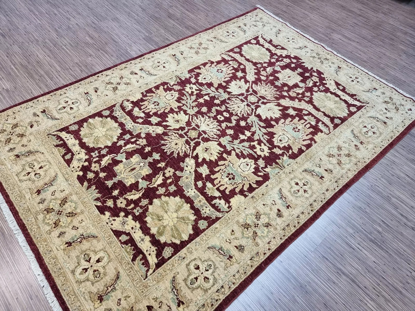 Full view of vintage Ziegler-style wool rug