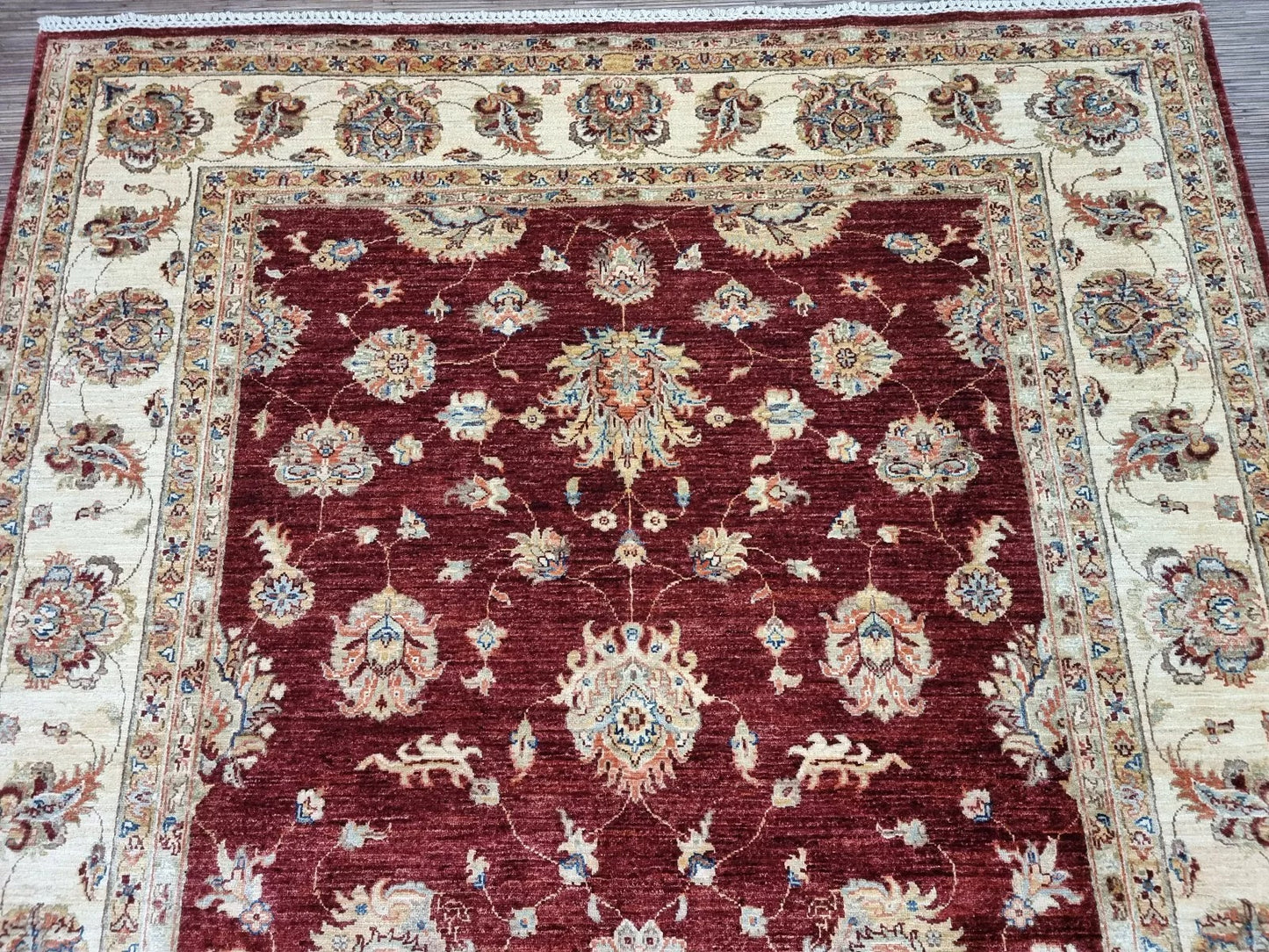 Border detail of traditional Afghan handmade rug