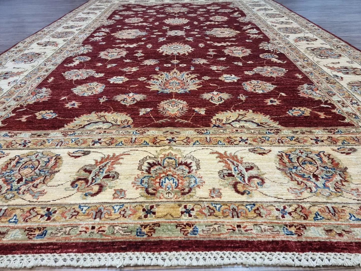 Full view of large Afghan Zigler rug