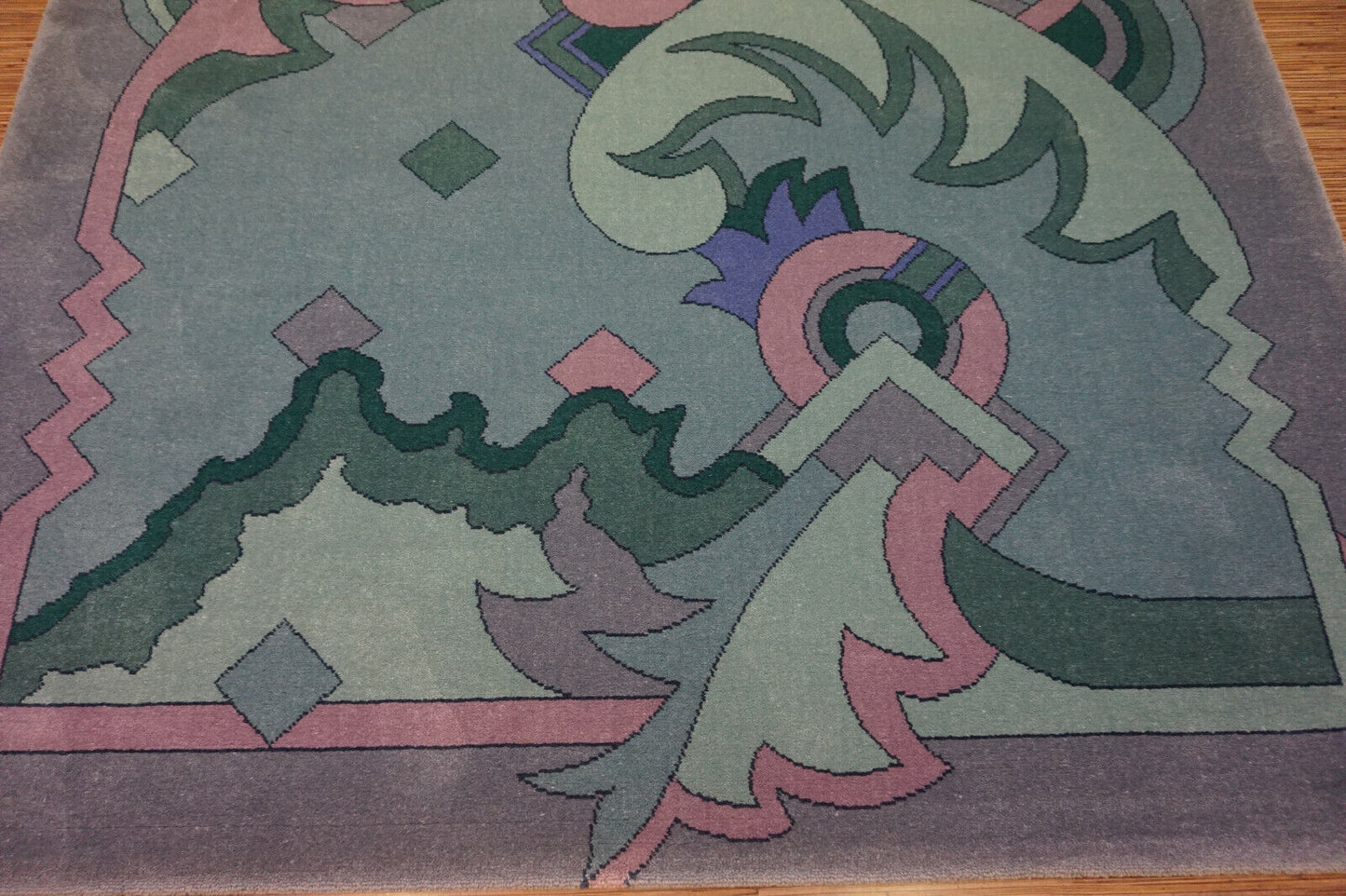 Close-up of versatility on Vintage Dutch Abstract Rug - Detailed view emphasizing the versatility of the rug, suitable for placement in the living room, home office, or any other space, enhancing your interior decor.