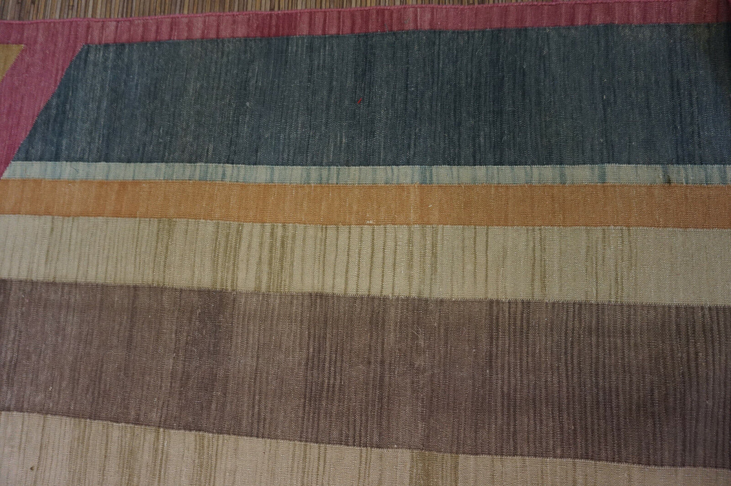 A conversation starter: 1970s Yellow Kilim Rug with detailed camel figures, handwoven in India (6.3' x 8.3').