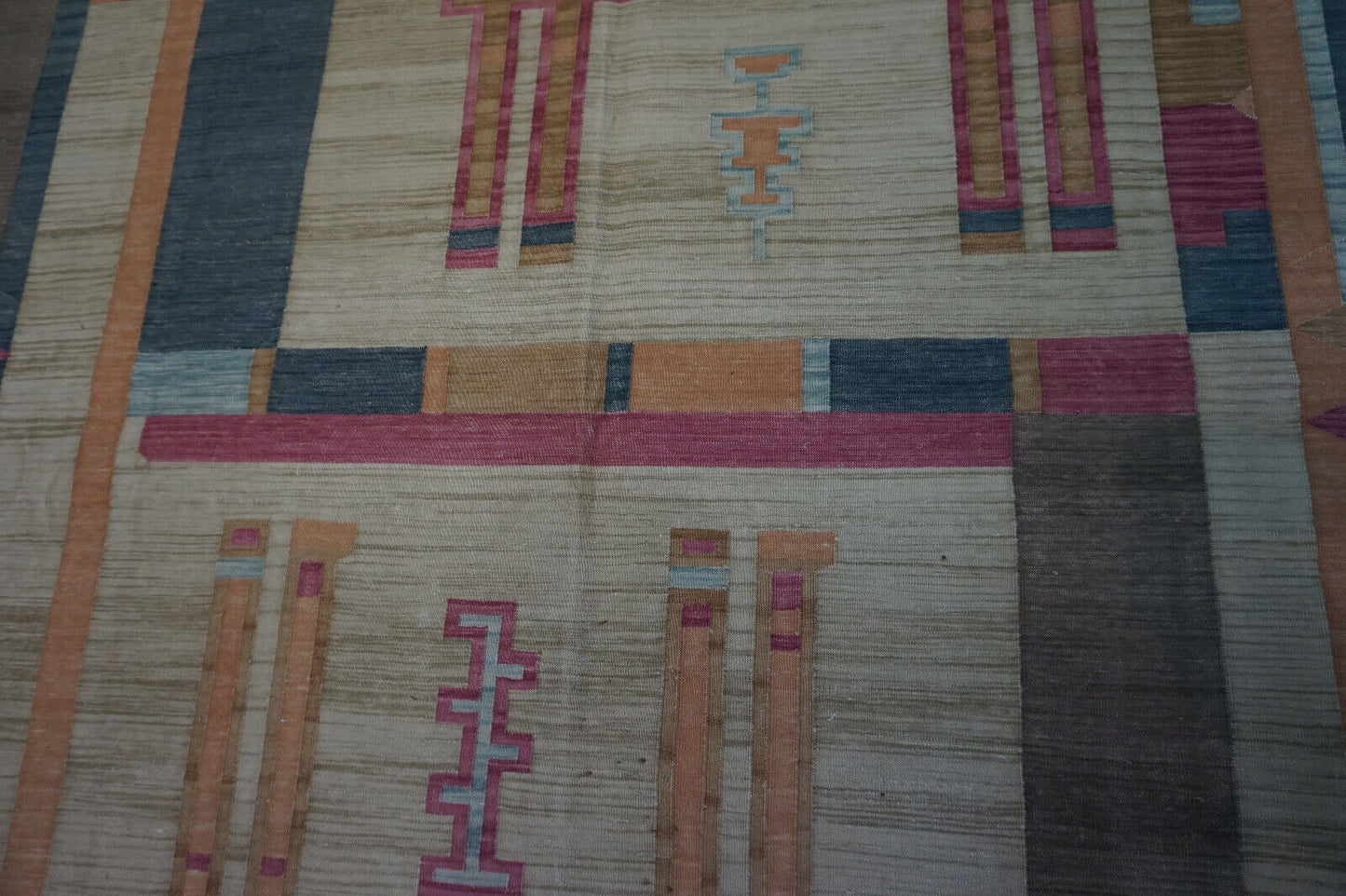 A touch of history: Own a piece of the 1970s with this Vintage Indian Kilim Rug featuring camels on yellow (6.3' x 8.3').