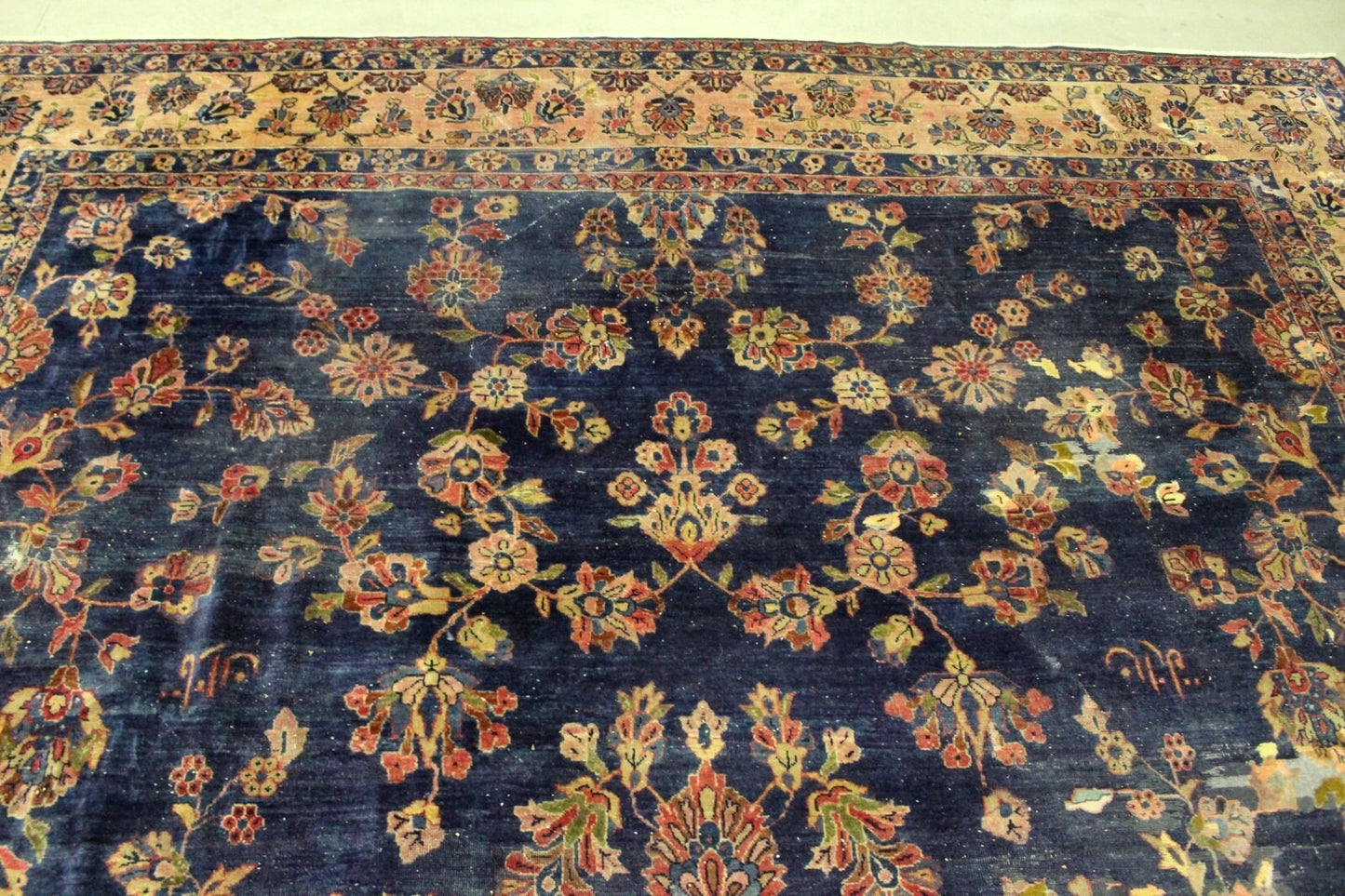 Persian Sarouk rug with classic Kashan medallion and rich borders