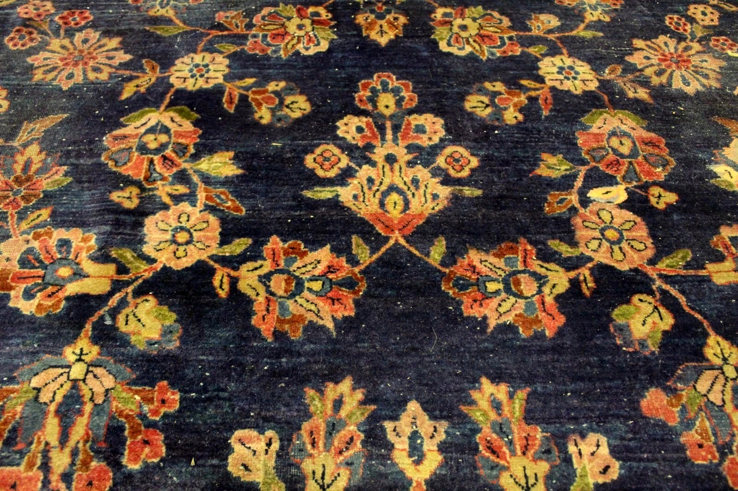 Persian Kashan rug displaying a vibrant interplay of colors and shapes