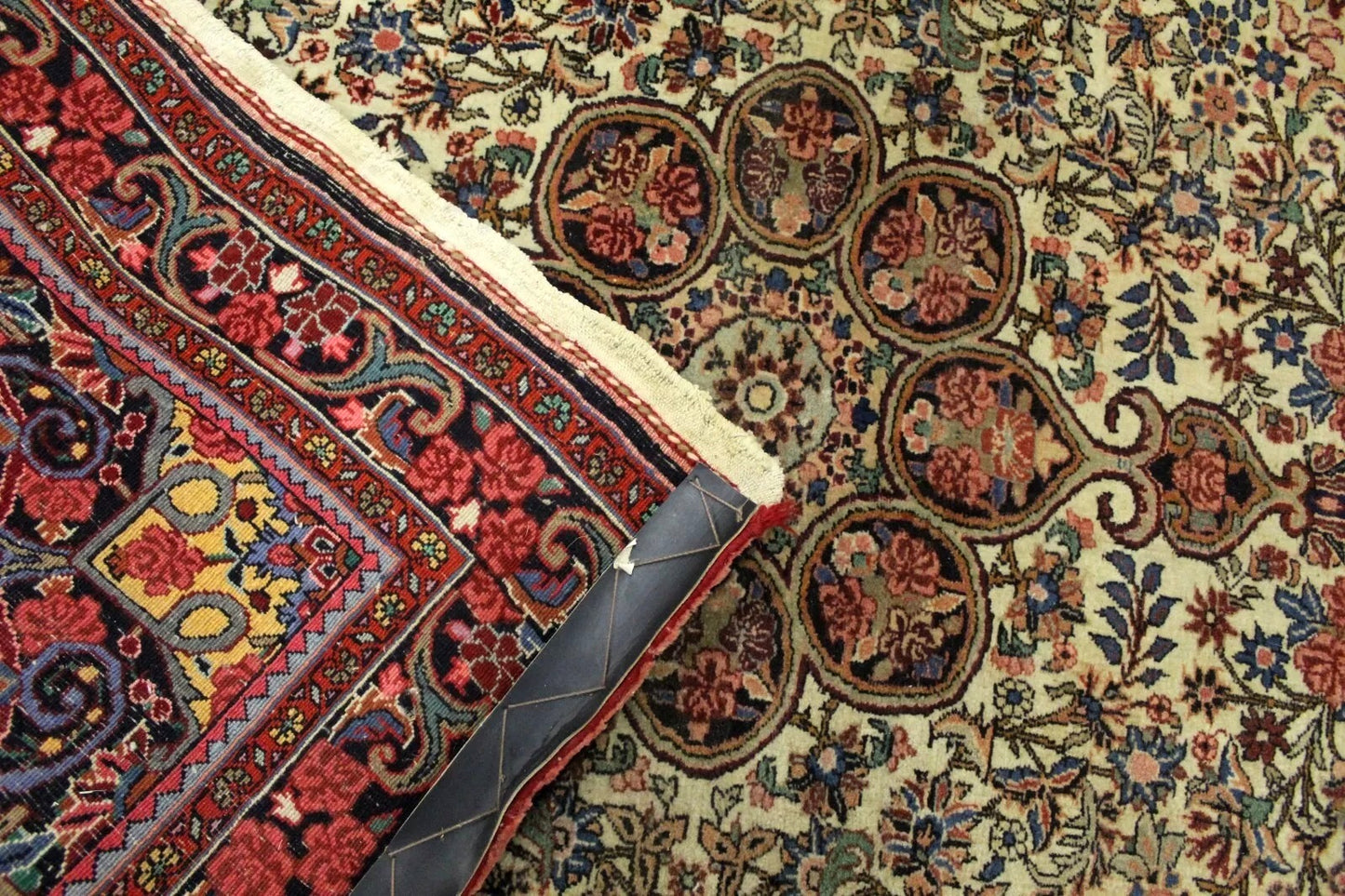 Persian wool rug with delicate beige and ivory detailing