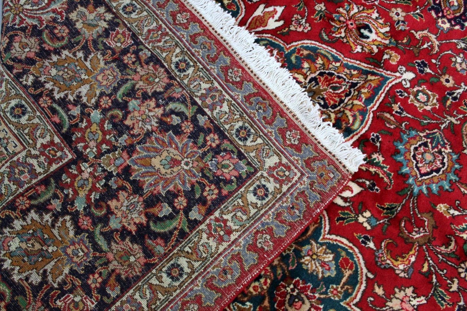 Back Side of Handmade Vintage Persian Tabriz Oversize Rug - 1960s