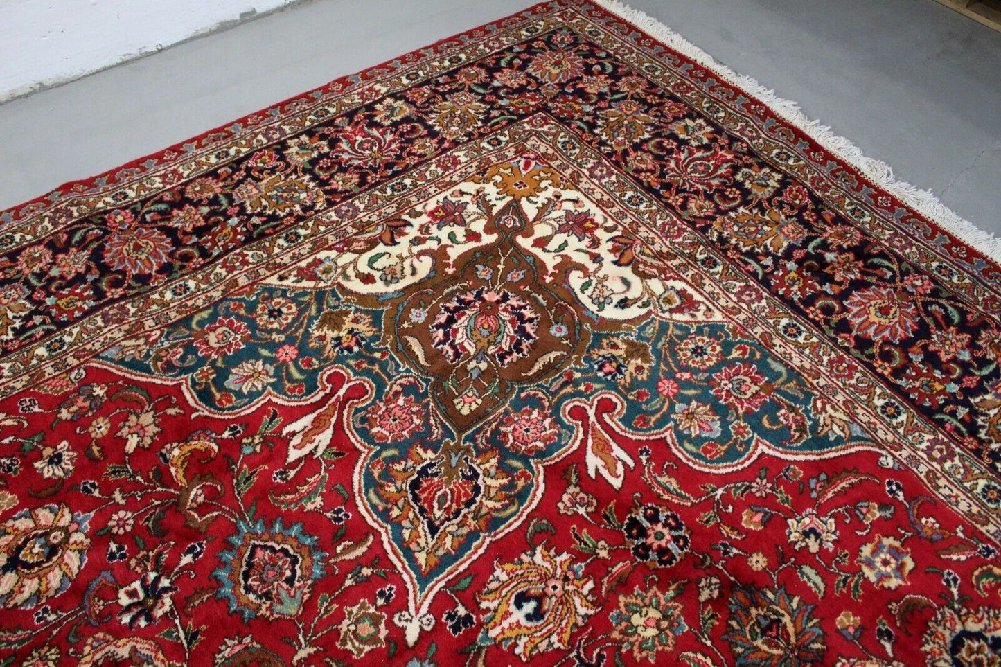 Good Condition Reflecting Quality and Careful Maintenance of Vintage Tabriz Oversize Rug - 1960s