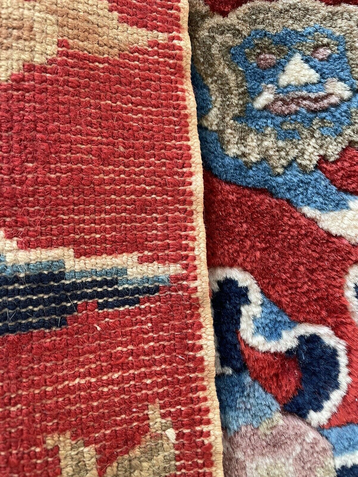 Back side of the Handmade Antique Art Deco Chinese Mat - Underside view revealing the mat's construction and material.