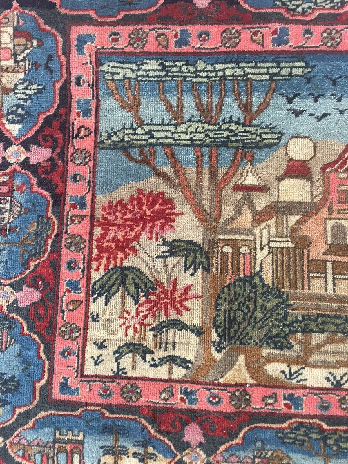 Close-up of historical significance on Handmade Antique Persian Kashan Collectible Rug - Detailed view emphasizing the rug's historical significance as a rare gem from the 1880s, bridging the past and present.