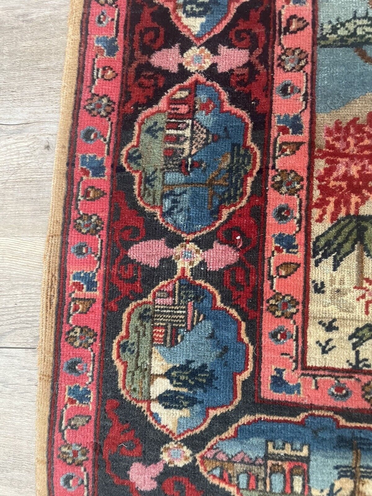 Close-up of Persian artistry on Handmade Antique Persian Kashan Collectible Rug - Detailed view showcasing the essence of Persian artistry captured in the rug's design and weaving.