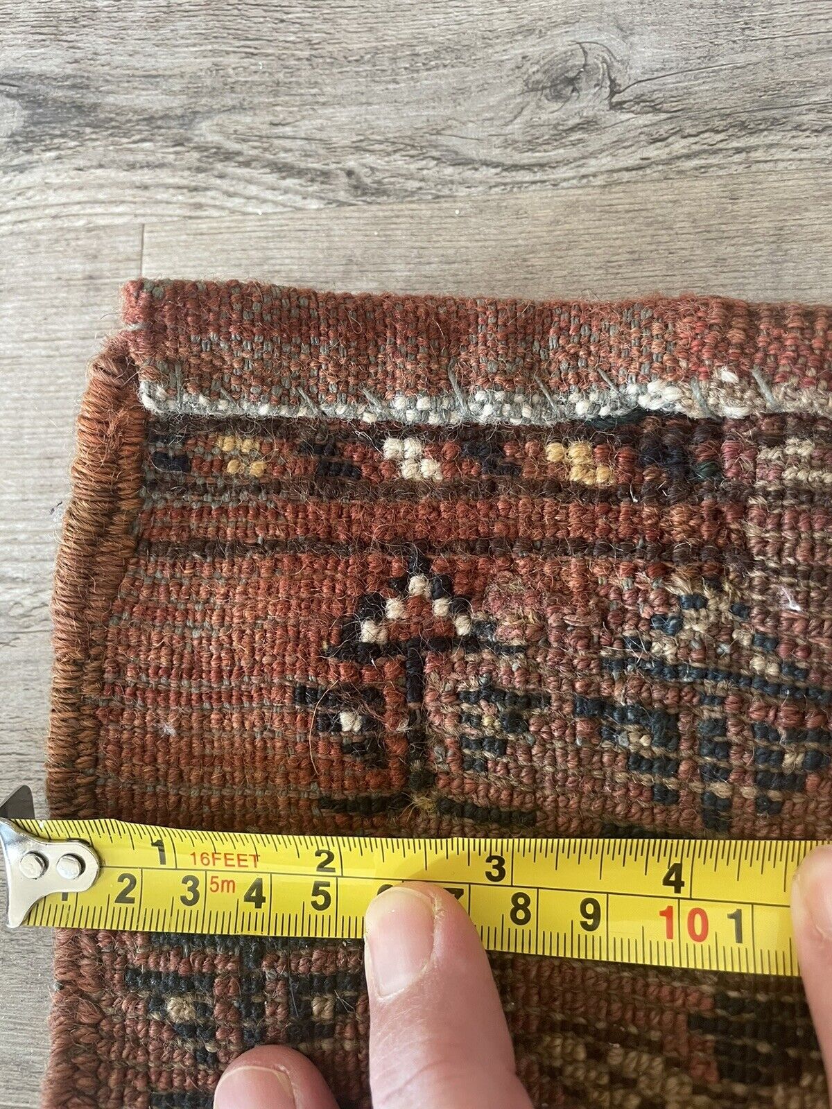 Back side of the Handmade Antique Afghan Beshir Collectible Chuval Rug - Underside view revealing the rug's construction and material.