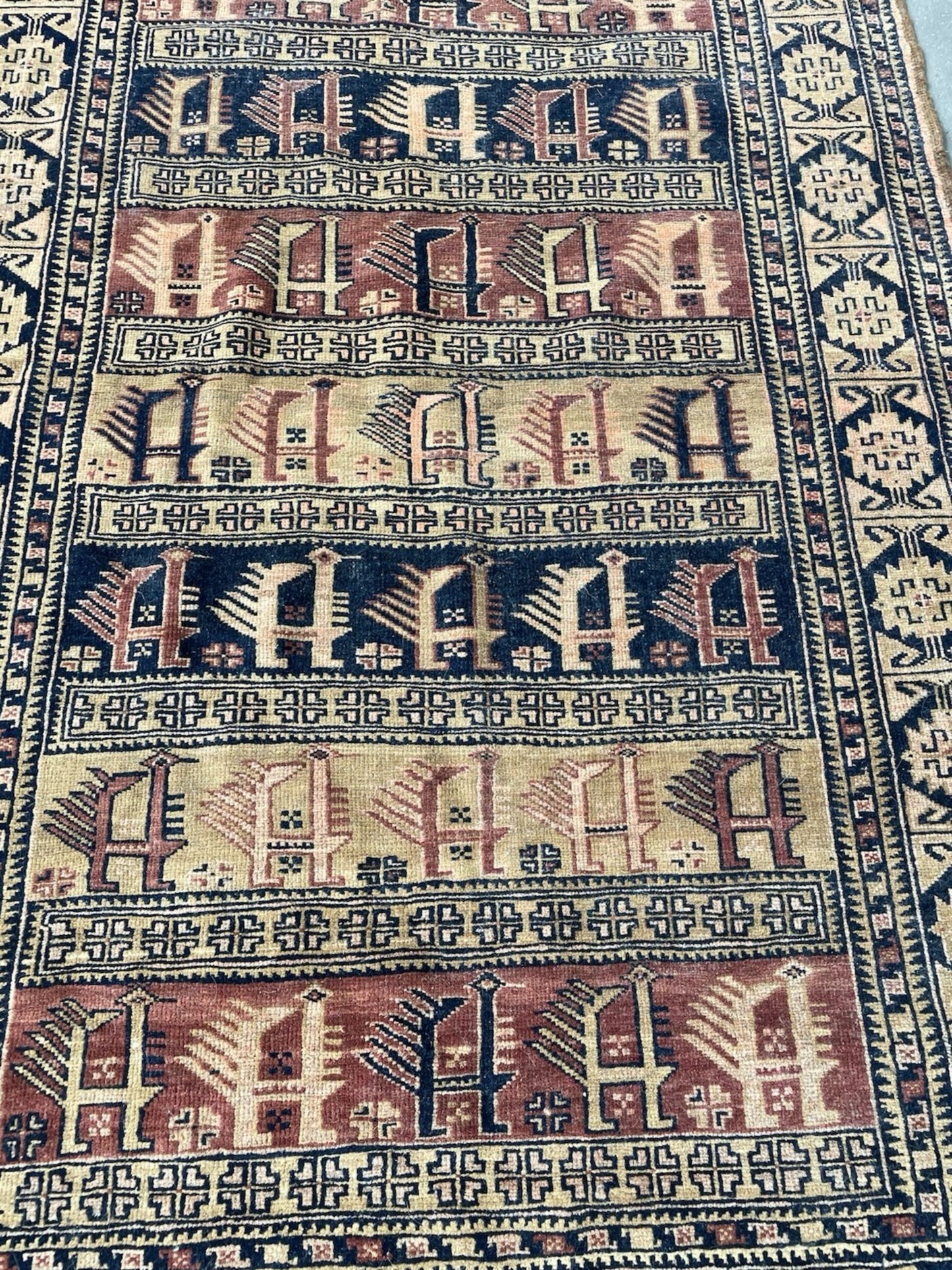The back of the rug revealing the dense and consistent hand-knotted weave.