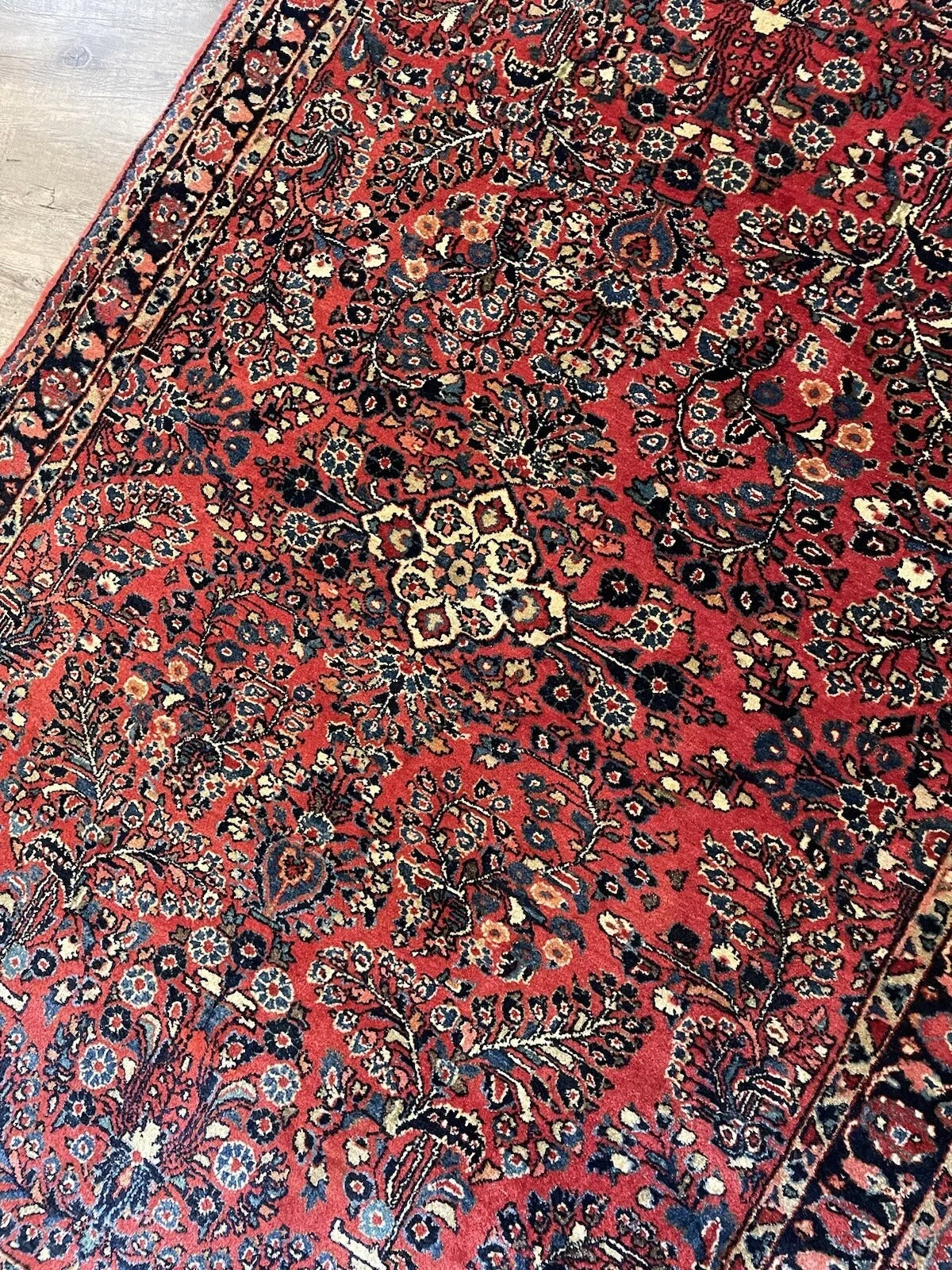 Handcrafted Antique Sarouk Rug with Persian Artistry