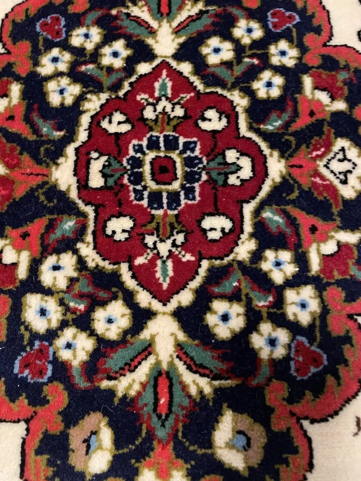 Handwoven Persian Qum Rug β Floral Patterns & Medallion Center
